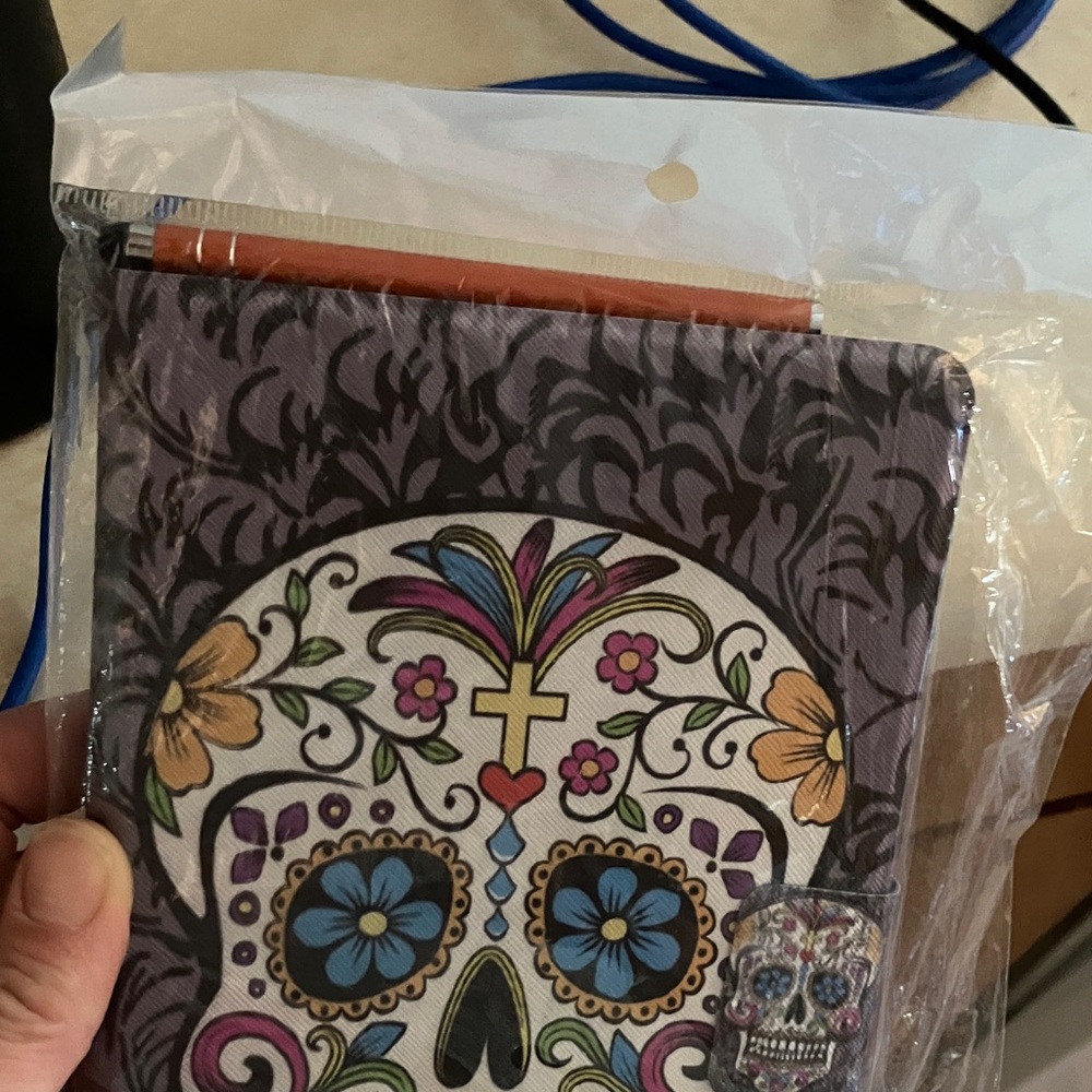 Sugar Skull Floral Tablet Cover in Purple